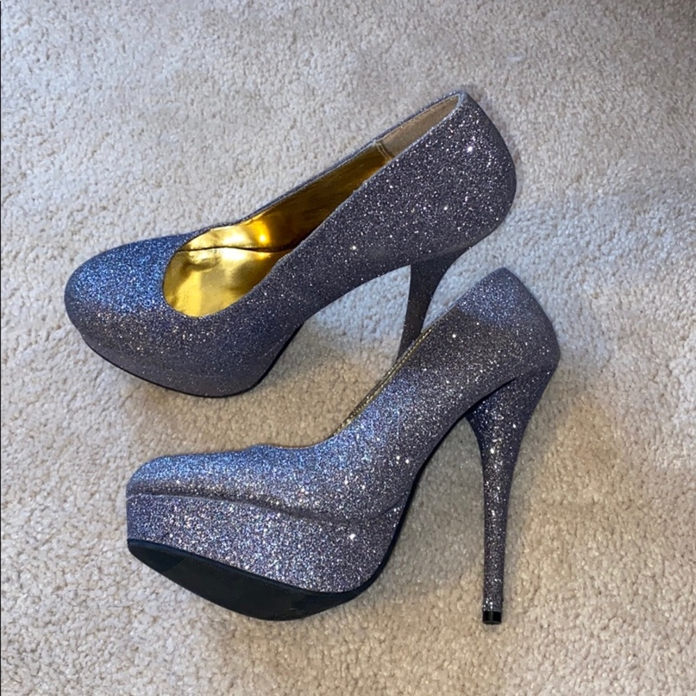 Charlotte Russe silver glitter heels. Size 8